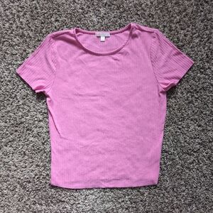 Pink Ribbed Knit Crop Top